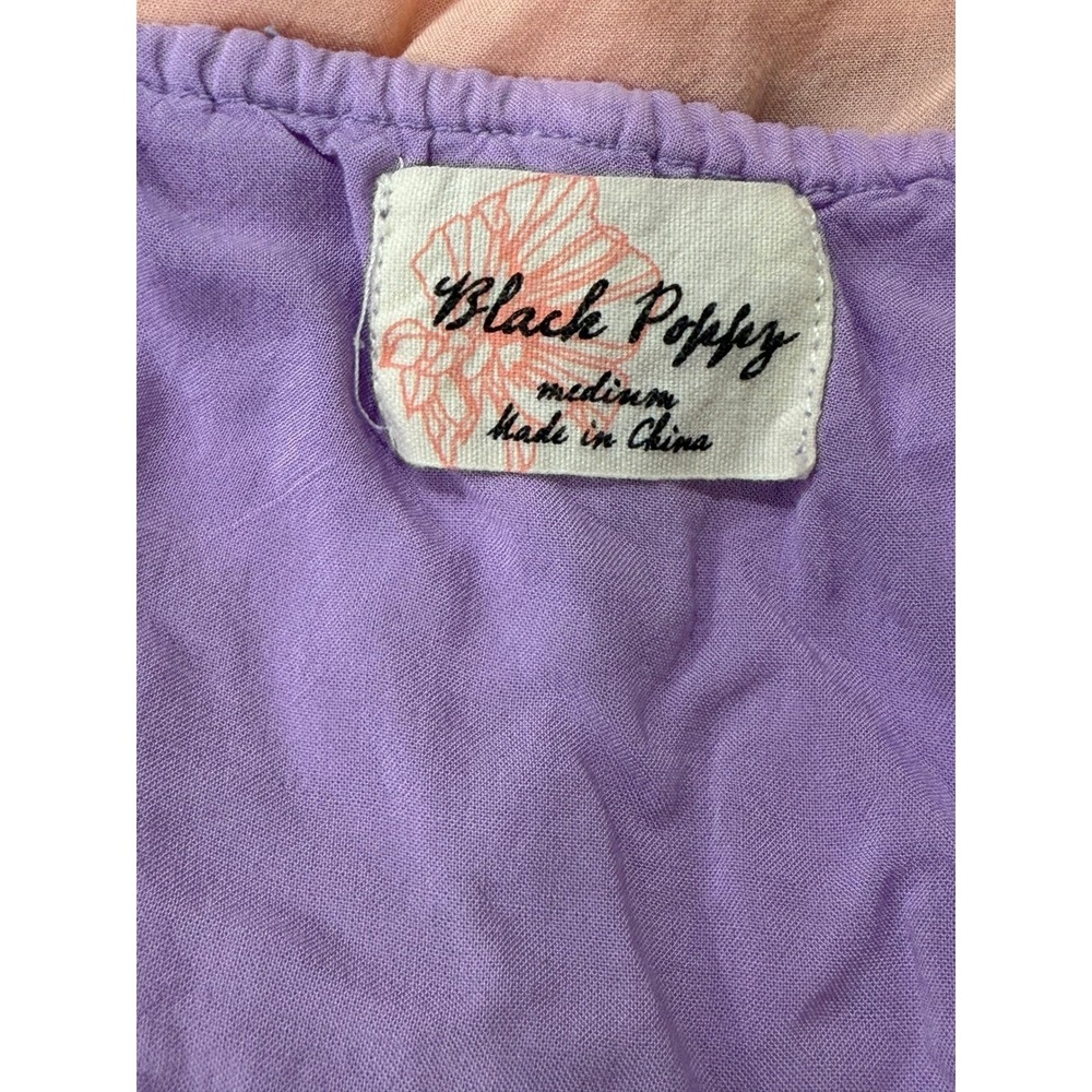 Black Poppy Ombre Ruffle Tube Top Purple Orange Strapless Crop Medium - Picture 4 of 6